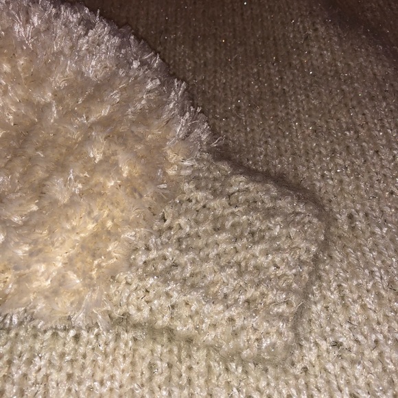 Hand Knit Cardigan Sweater Ivory & Silver Sz 1X - Picture 8 of 8